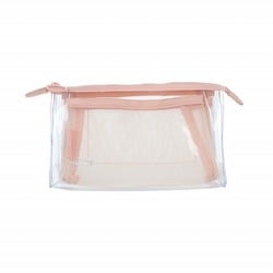限定 クリアポーチ メッシュ マチ mitte（ミッテ） アプリコットピンク S2334852