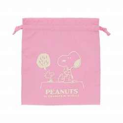 限定 パフプリント巾着 PEANUTS ピンク S2335620
