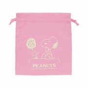 限定 パフプリント巾着 PEANUTS ピンク S2335620