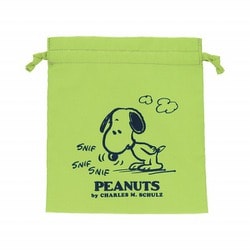 限定 パフプリント巾着 PEANUTS ライトグリーン S2335638