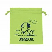 限定 パフプリント巾着 PEANUTS ライトグリーン S2335638