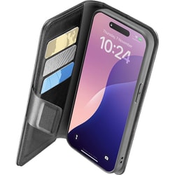 Book Agenda iPhone 16e用レザー調手帳型スタンドケース ブラック BOOKAG2IPHSE4K