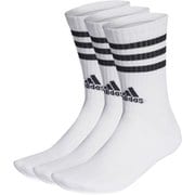 スリーストライプス クッション クルー ソックス 3足組 メンズ ランニングウェア ソックス White/Black(HT3458) Lサイズ(28-30cm) EBB67