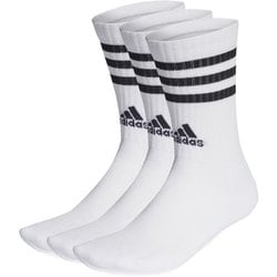 スリーストライプス クッション クルー ソックス 3足組 メンズ ランニングウェア ソックス White/Black（HT3458） Sサイズ（22-24cm） EBB67