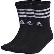 スリーストライプス クッション クルー ソックス 3足組 メンズ ランニングウェア ソックス Black/White(IC1321) Lサイズ(28-30cm) EBB67