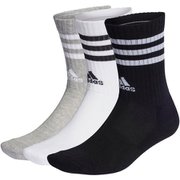 スリーストライプス クッション クルー ソックス 3足組 メンズ ランニングウェア ソックス Medium Grey Heather/White/Black/White(IC1323) Sサイズ(22-24cm) EBB67
