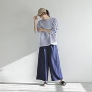 980071006 リネン風リラクシーなのにキレイ見えワイドパンツ LLサイズ ネイビー fr980071