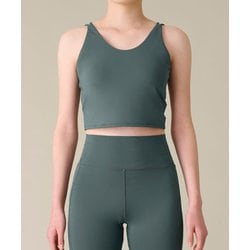 ミディアムトップ レディース フィットネス ヨガ カップ付きシャツ モスグリーン Lサイズ RF-L023T