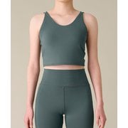 ミディアムトップ レディース フィットネス ヨガ カップ付きシャツ モスグリーン Lサイズ RF-L023T