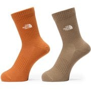 TNF ロゴ 2P クルー クールマックス ユニセックス ソックス クラシックカーキ×アイアンブロンズ(CI) Mサイズ(25-27cm) NN82516