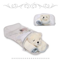 ふわモコ安心毛布 ベア ブルー ポーチ