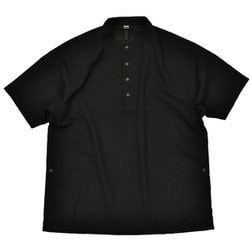 JP ウール ドットエア ノーカラー プルオーバー ショートスリーブシャツ ユニセックス シャツ Black（J072） Lサイズ SNUJ10076