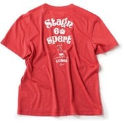 tomu×[sn] ラン プリント ショートスリーブ Tシャツ ユニセックス ランニングウェア シャツ Powder Red（221） Lサイズ SNUJ10096