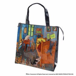 キャットアート ランチトートバッグ 「ニャッホの寝室」 ヴィンセント・ヴァン・ニャッホ 001290-0003-01