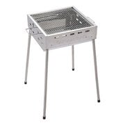 バーベキューコンロ バーベキューグリル BBQ ステンレス スクエアグリル 300 [2～4人用] ハイ・ミドル・ロー高さ3段階 組立簡単 軽量 UG-115