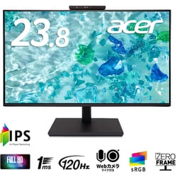 液晶ディスプレイ/Acer Vero B7/23.8型/フルHD（1920×1080）/IPSパネル/非光沢/120Hz/1ms/HDMI×1 DP×1 ミニD-Sub 15ピン×1/スピーカー内蔵/マイク付 Webカメラ内蔵 B247YD6bmiprczx