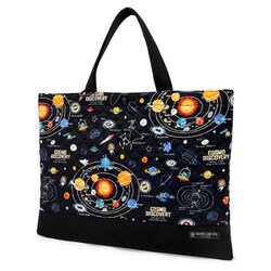 レッスンバッグ キルティング（ループ付き） 太陽系惑星とコスモプラネタリウム（ブラック） N0239900
