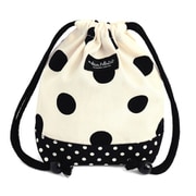 N3595300 [decor PolkaDot 巾着 小 コップ袋 （ネームタグ付き） polka dot large（twill・white）xpolka dot small（twill・black）]