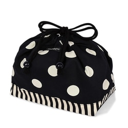 decor PolkaDot 巾着 中 マチ有りお弁当袋 polka dot large（twill・black）xnarrow stripe（twill・black） N3495000