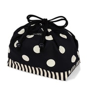 N3495000 [decor PolkaDot 巾着 中 マチ有りお弁当袋 polka dot large（twill・black）xnarrow stripe（twill・black）]