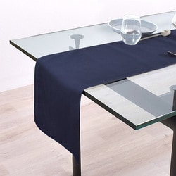 テーブルランナー・テーブルセンター （30cm×130cm） リバーシブルタイプ 綿100％ 無地オックス・ロイヤルネイビー W2604510