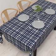 テーブルクロス (142cm×210cm) スタンダードタイプ 綿100% インディゴチェック W4702520