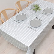 テーブルクロス (142cm×180cm) スタンダードタイプ 綿100% ミストグレーストライプ W4701510