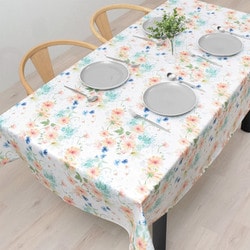 テーブルクロス （140cm×210cm） ラミネートタイプ パステルフローラル W4800920
