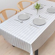テーブルクロス (140cm×180cm) ラミネートタイプ ミストグレーストライプ W4801510