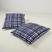 座布団カバー (55cm×59cm) 2枚セット インディゴチェック W3402500