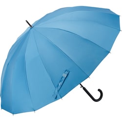 長傘 晴雨兼用 16K 花びらきジャンプ 65cm ジャンプ式 16本骨 UVカット加工 撥水加工 耐風 ブルー U165-1120BL1-BF