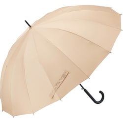 長傘 晴雨兼用 16K 花びらきジャンプ 65cm ジャンプ式 16本骨 UVカット加工 撥水加工 耐風 ベージュ U165-1120BG1-B1
