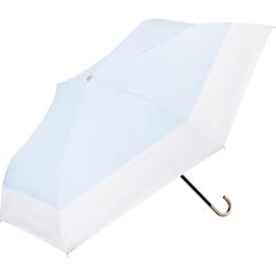日傘 折りたたみ傘 晴雨兼用 スレンダーハンドル UVブロック 50cm 手開き式 一級遮光 UVカット率99.9％ 遮熱効果 撥水加工 バイカラー ライトブルー S350-1135LB1-BF