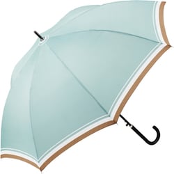 長傘 晴雨兼用 LIM スライドリブ 60cm A ボーダー ジャンプ式 UVカット加工 撥水加工 耐風 ミント U160-0714MT1-BC