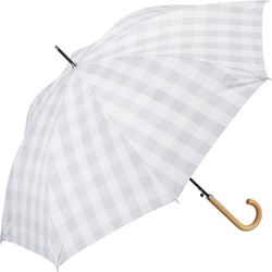 日傘 折りたたみ傘 晴雨兼用 サンシェイドロング 55cm ジャンプ式 ブロックチェック 一級遮光 UVカット率99％ 遮熱効果 内側黒コーティング加工 ライトグレー S155-1142GY2-BE