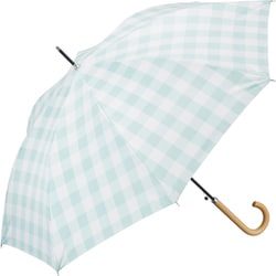 日傘 折りたたみ傘 晴雨兼用 サンシェイドロング 55cm ジャンプ式 ブロックチェック 一級遮光 UVカット率99% 遮熱効果 内側黒コーティング加工 ミント S155-1142MT1-BE