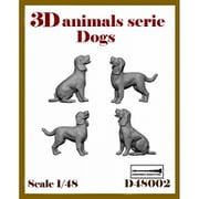 ARD48002 1/48 ジオラマアクセサリー 3D動物シリーズ イヌ 4個入 [組立式プラスチックモデル]
