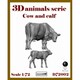 ARD72002 1/72 ジオラマアクセサリー 3D動物シリーズ 乳牛と子牛 2個入 [組立式プラスチックモデル]