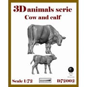ARD72002 1/72 ジオラマアクセサリー 3D動物シリーズ 乳牛と子牛 2個入 [組立式プラスチックモデル]