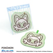 69-0030120 [ポケットモンスター ダイカットフェイス 23cm×22cm グリーン タオルハンカチ ニャオハ]