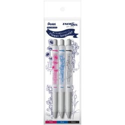 限定 ゲルインキボールペン エナージェル 0.5mm セット3色 花束柄 Flower language1 BLN75TL-3STL1