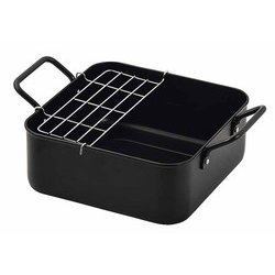 コンパクトなIH対応鉄製正方形 天ぷら鍋 20×20cm アミ付 HC-804