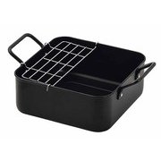 コンパクトなIH対応鉄製正方形 天ぷら鍋 20×20cm アミ付 HC-804