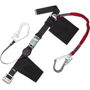 TSUYORON 胴ベルト型墜落制止用器具(巻取タイプ)補助ロープ2丁掛け仕様 ロック機構付きワン・ハンドリトラ+伸縮式補助ロープ 黒 SSサイズ 幅50MM×長さ1000MM TBORL2593NVBLKRESSJANBP