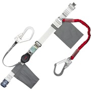 TSUYORON 胴ベルト型墜落制止用器具(巻取タイプ)補助ロープ2丁掛け仕様 ロック機構付きワンハンドリトラ+伸縮式補助ロープ 白 Sサイズ 幅50MM×長さ1100MM TBORL2OT593NVWRESJANBP