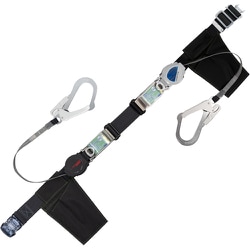 TSUYORON 胴ベルト型墜落制止用器具（巻取タイプ）ランヤード2丁掛け仕様 ロック機構付きワンハンドリトラ・2WAYリトラ 黒 Mサイズ 幅50MM×長さ1200MM TBORL2OT593TRLTBLKMJANBP