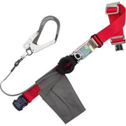 TSUYORON 胴ベルト型墜落制止用器具（巻取タイプ）ロック機構付き ワン・ハンドリトライト 赤 Mサイズ 幅50MM×長さ1200MM ワンタッチバックル仕様 TB-ORL-OT593SV-R-M-JAN-BP