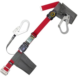 TSUYORON 胴ベルト型墜落制止用器具（巻取タイプ）補助ロープ2丁掛け仕様 ロック機構なし リトライト+巻取式補助ロープ 赤 Mサイズ 幅50MM×長さ1200MM TB-RL-2-593-SRBT-R-M-JAN-BP