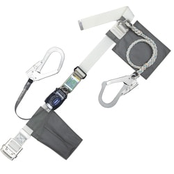 TSUYORON 胴ベルト型墜落制止用器具（巻取タイプ）補助ロープ2丁掛け仕様 ロック機構なし リトライト+ロープ式補助ロープ 白 Mサイズ 幅50MM×長さ1200MM TB-RL-2-593S-W-M-JAN-BP