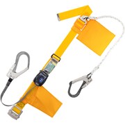 TSUYORON 胴ベルト型墜落制止用器具(巻取タイプ)補助ロープ2丁掛け仕様 ロック機構なし リトライト+ロープ式補助ロープ 黄 Mサイズ 幅50MM×長さ1200MM TB-RL-2-593S-Y-M-JAN-BP